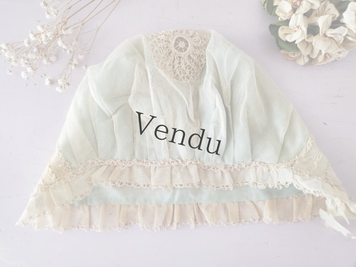 画像3: フランスアンティーク　水色のちいさなボネ (3)