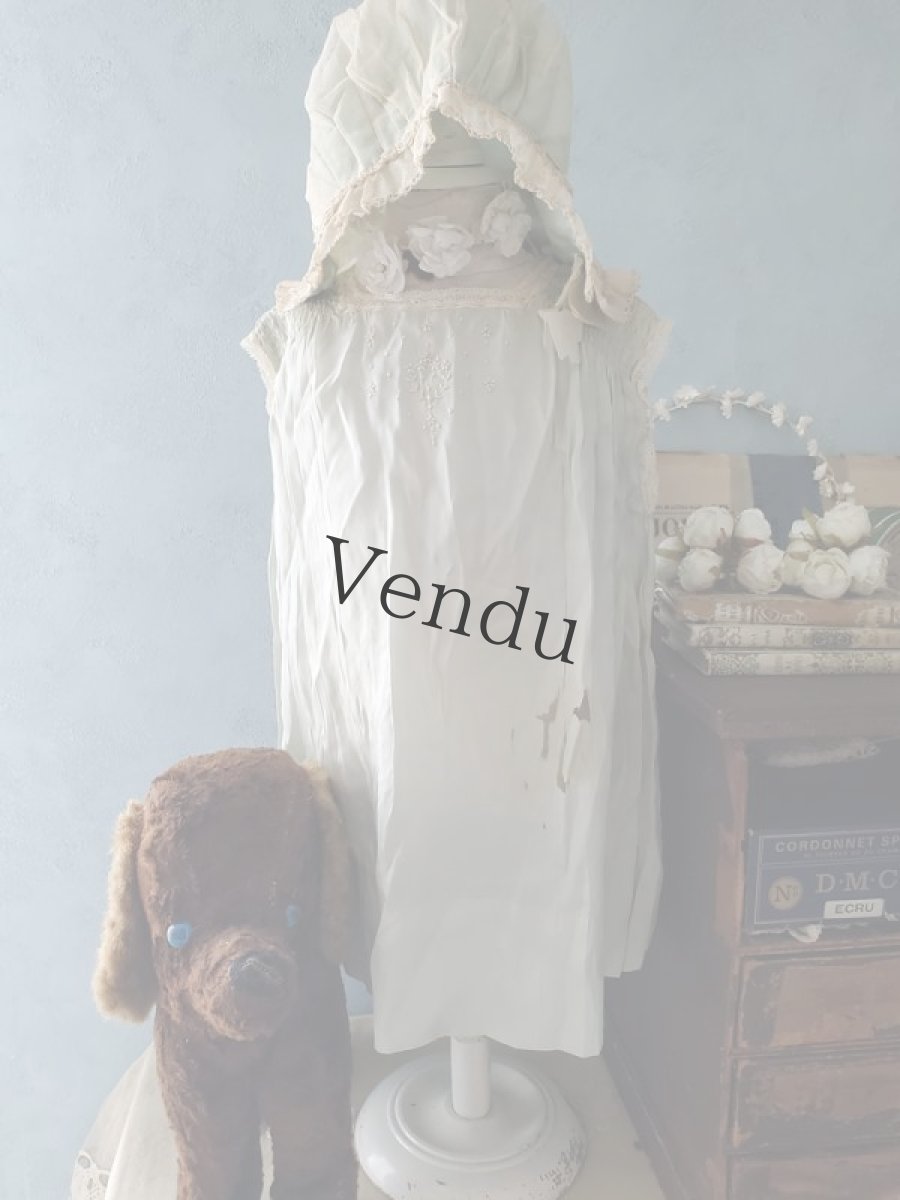 画像2: フランスアンティーク　水色のべべドレス (2)