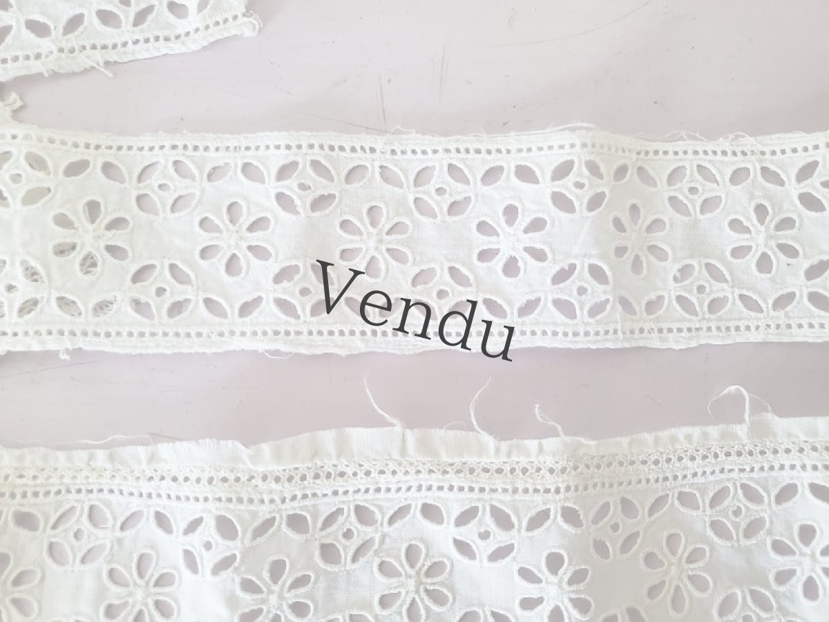 画像2: フランスアンティーク　アイレットレース 60cm×3本セット (2)