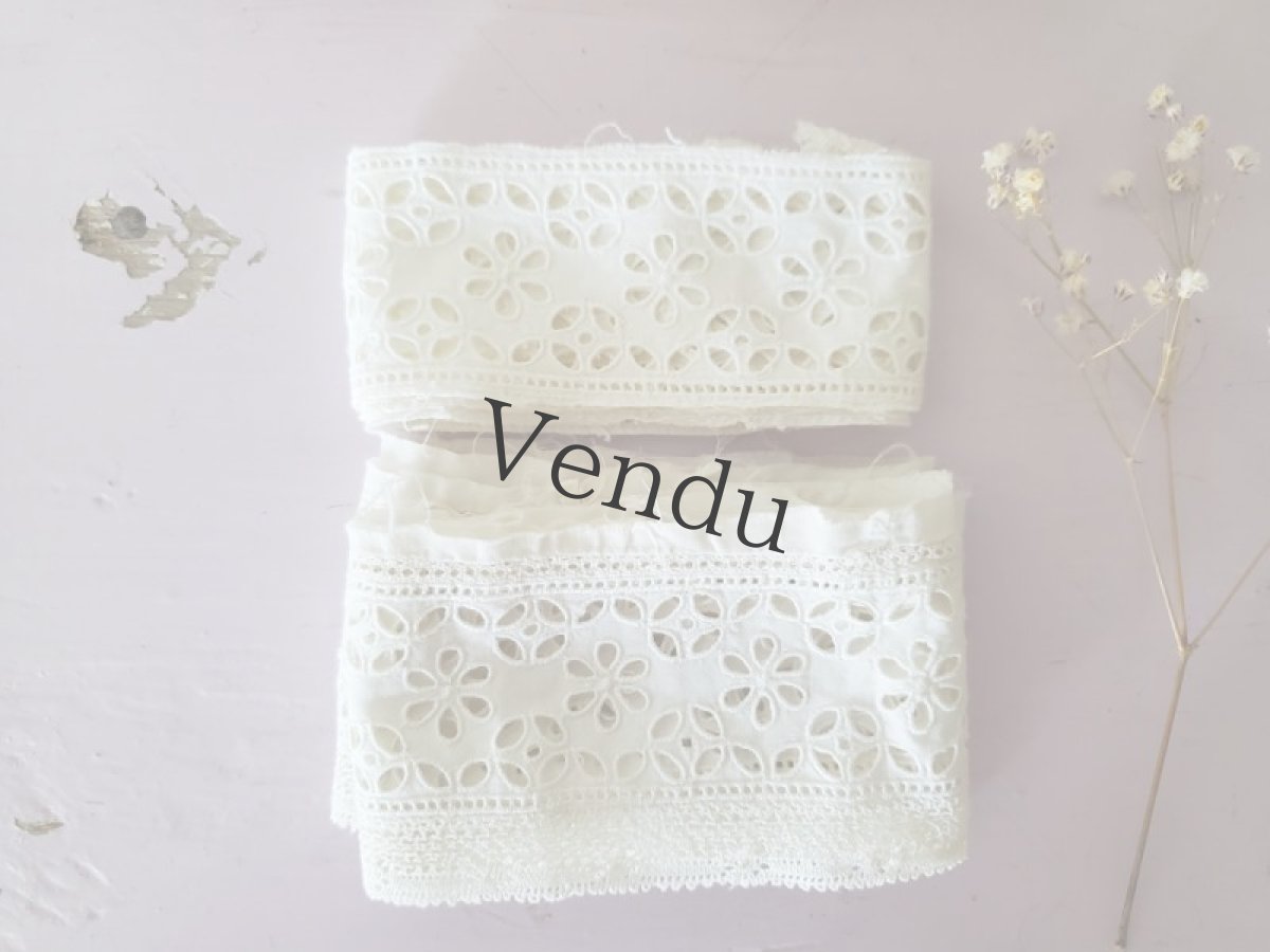 画像5: フランスアンティーク　アイレットレース 60cm×3本セット (5)
