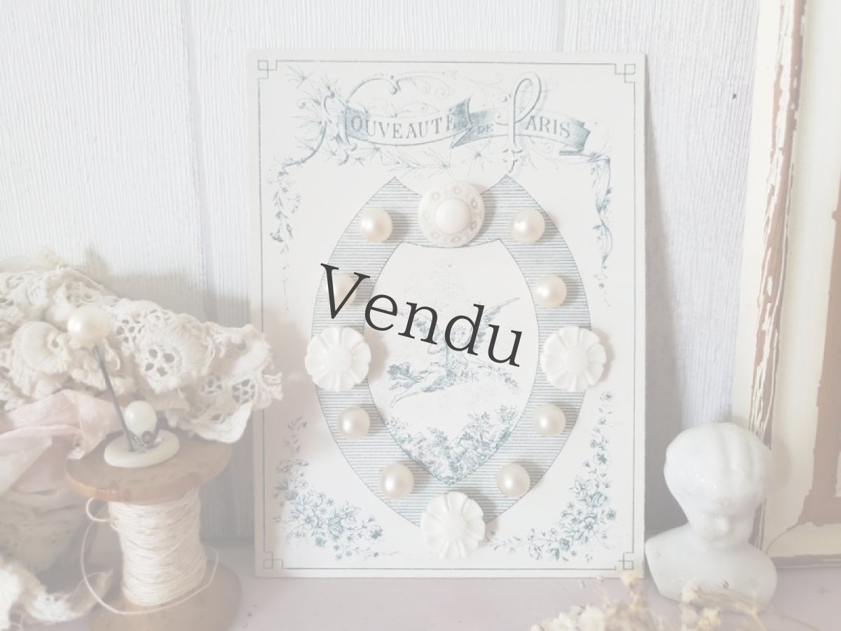 画像7: フランスアンティーク　ガラスパールボタンシート (7)