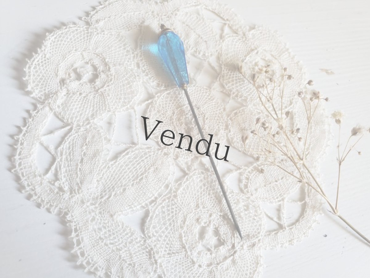 画像3: フランスアンティーク　青ガラスのハットピン7.5cm (3)