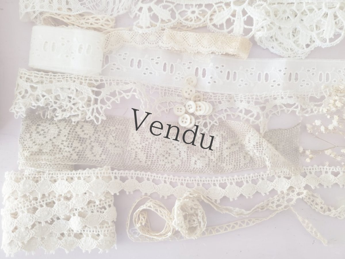 画像5: フランスアンティーク　ドラジェボックスレースセット 13種類＋貝ボタンつき (5)