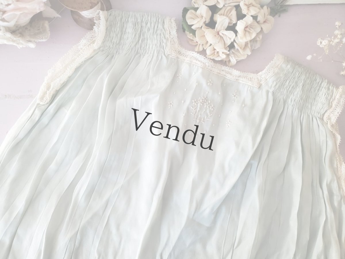 画像6: フランスアンティーク　水色のべべドレス (6)