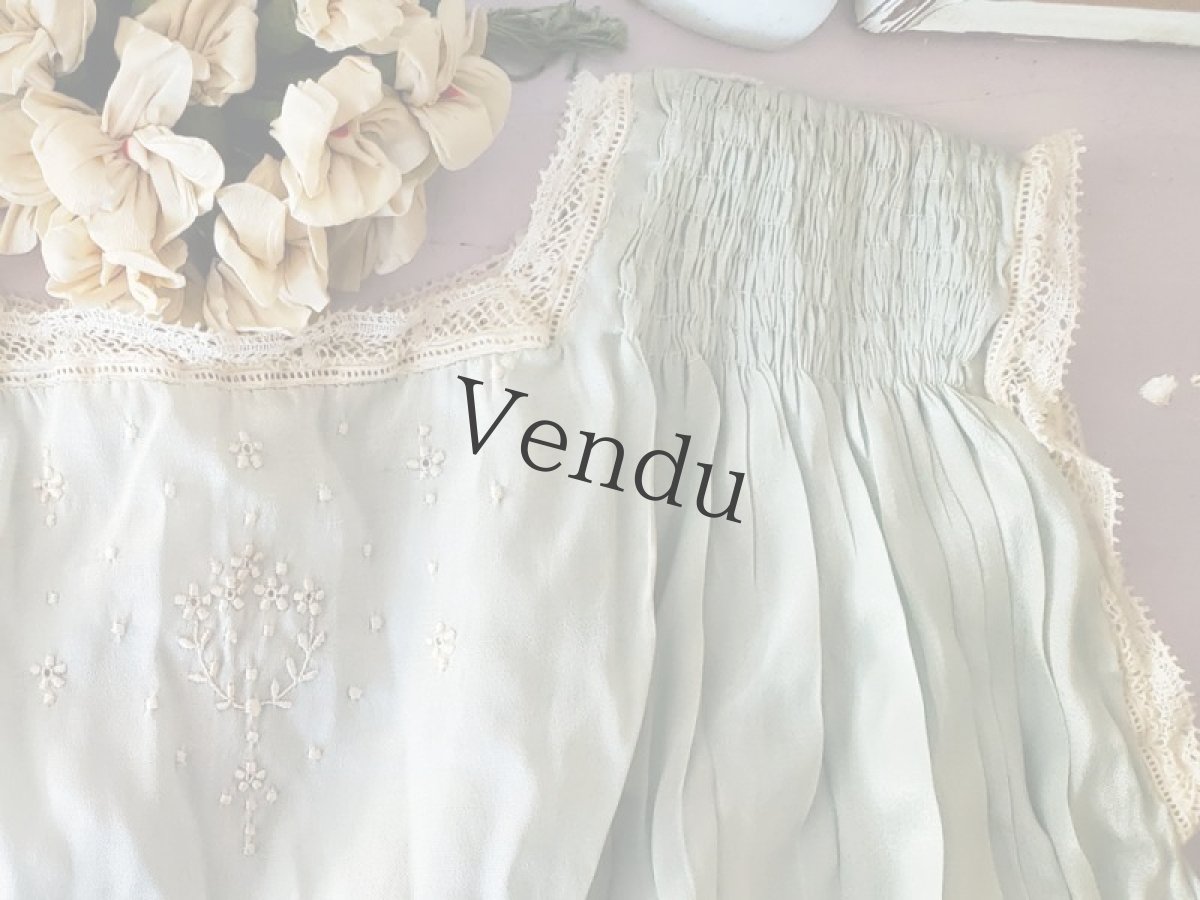 画像5: フランスアンティーク　水色のべべドレス (5)