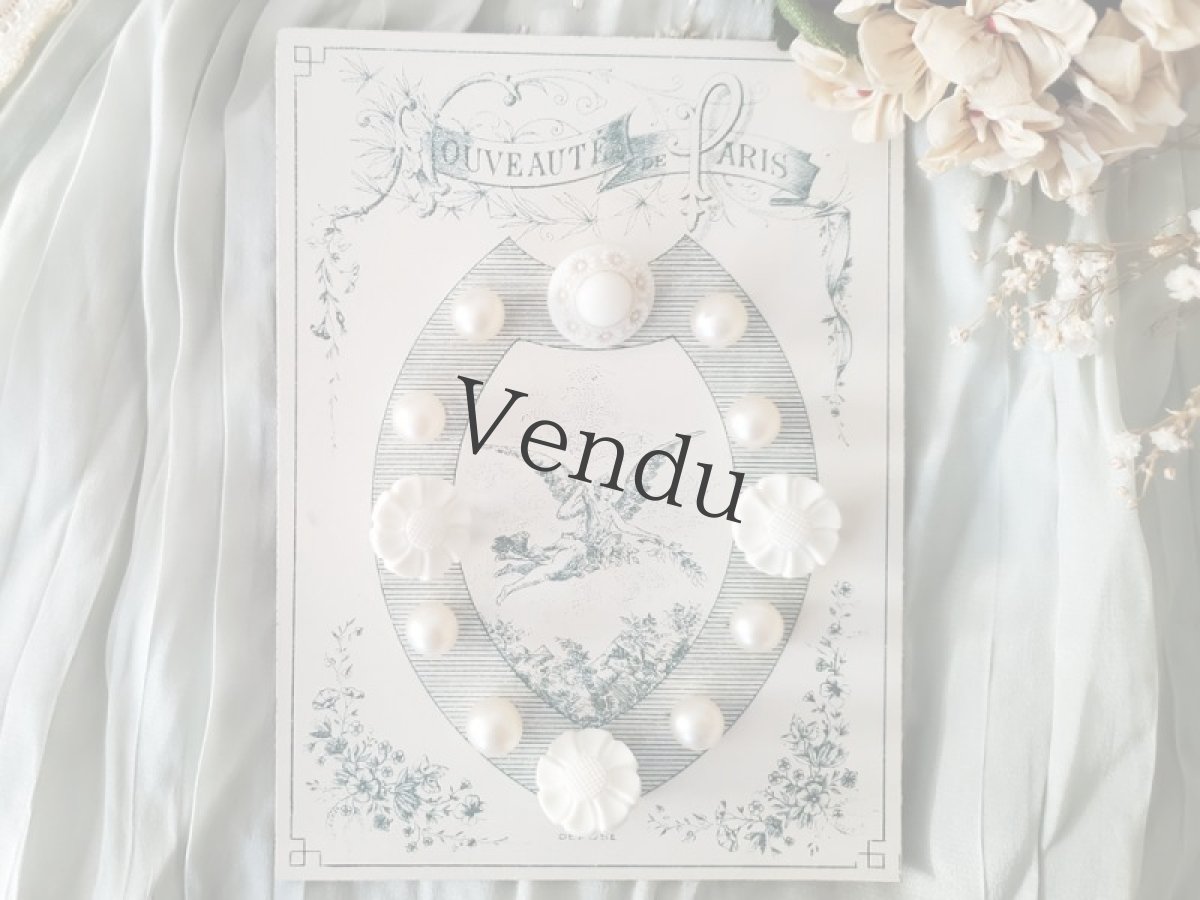 画像6: フランスアンティーク　ガラスパールボタンシート (6)