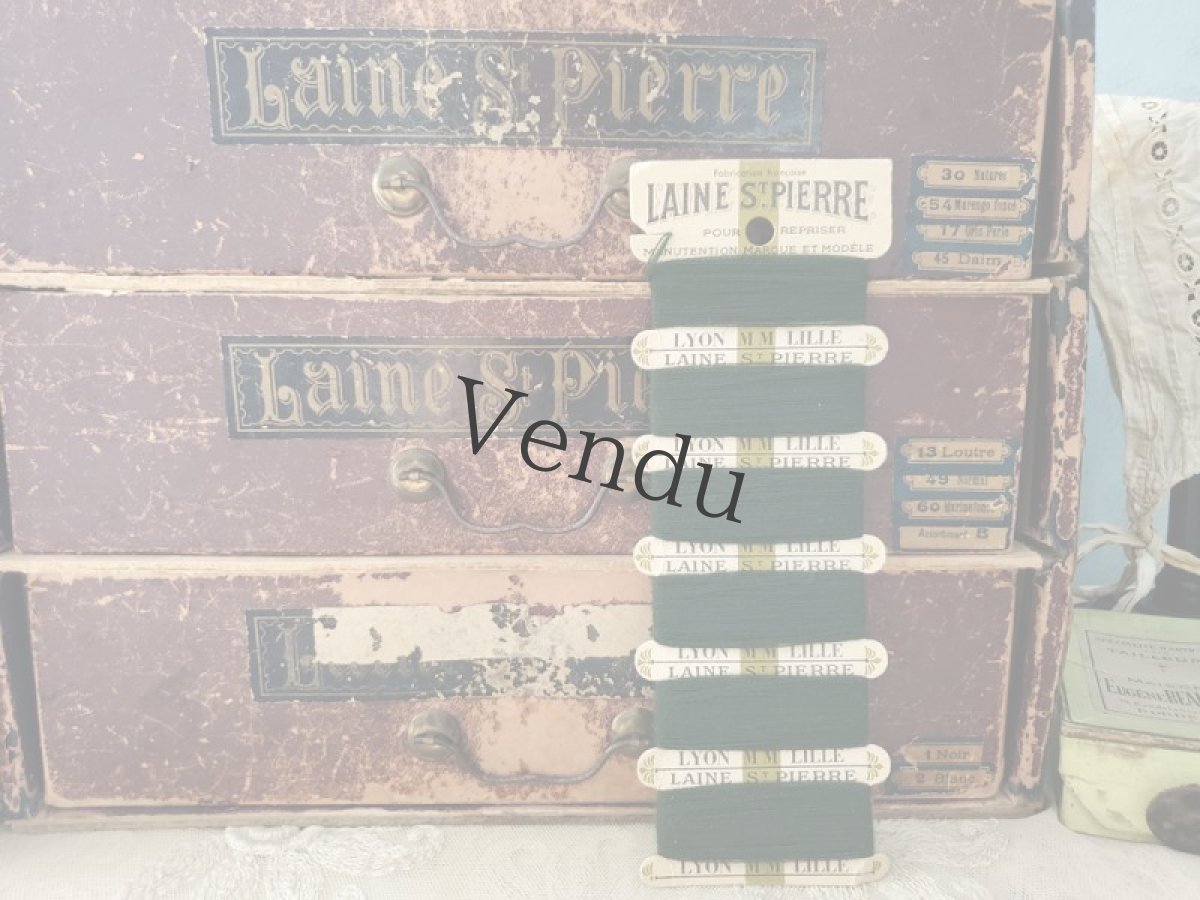 画像2: フランス 1970年代 レーン糸巻き LAINE St-PIERRE 深緑色 (2)