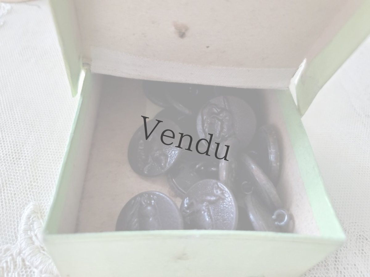 画像6: フランス 1900年代 箱入りハンティングボタン 23mm 18個 (6)