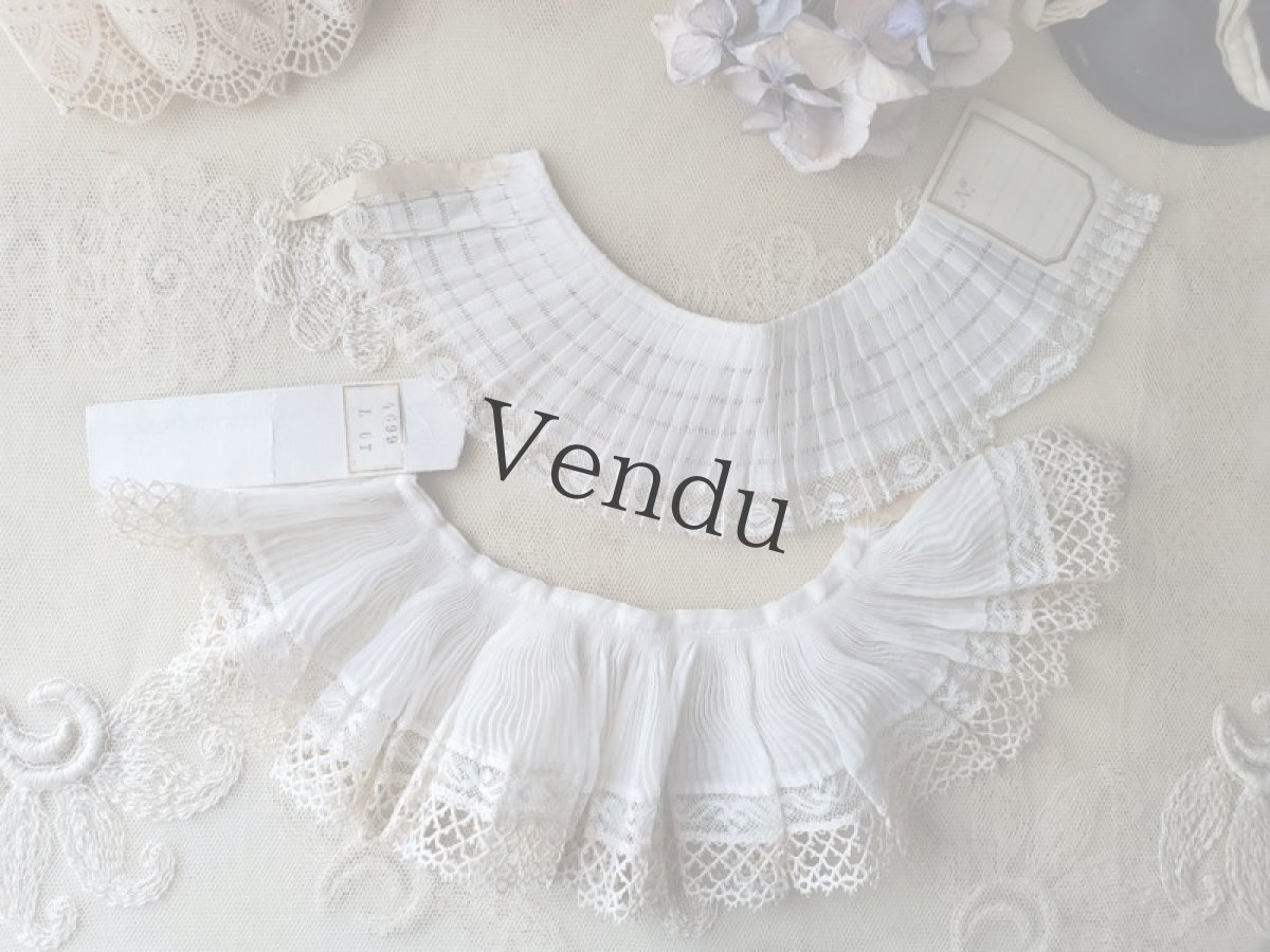 画像3: フランスアンティーク　プリーツレースのつけ襟　タグ付きB (3)