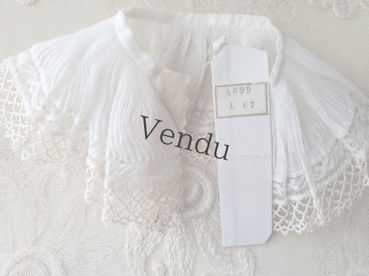 画像3: フランスアンティーク　プリーツレースのつけ襟　タグ付きA (3)