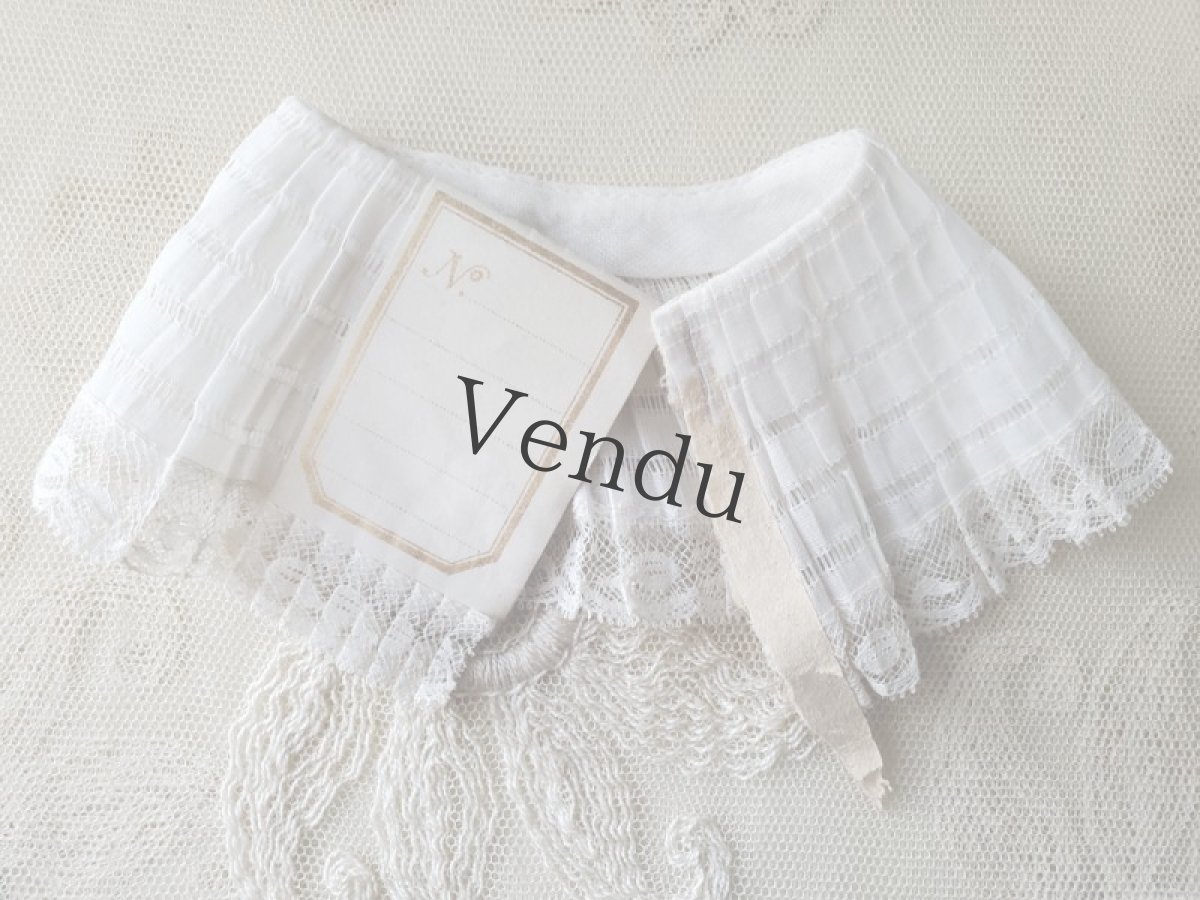画像2: フランスアンティーク　プリーツレースのつけ襟　タグ付きB (2)