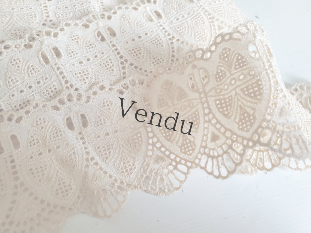 画像2: フランスヴィンテージ 刺繍スカラップレース 50cm〜 (2)