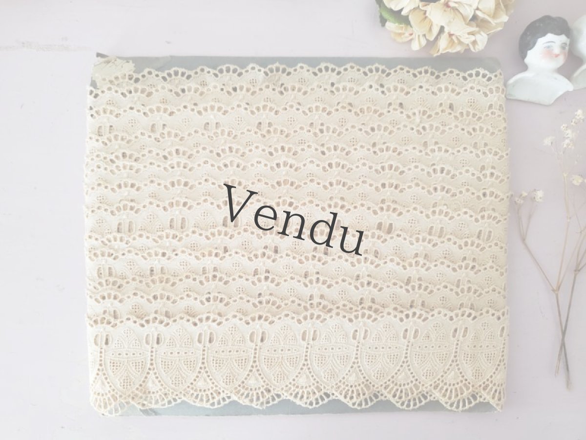 画像4: フランスヴィンテージ 刺繍スカラップレース 50cm〜 (4)