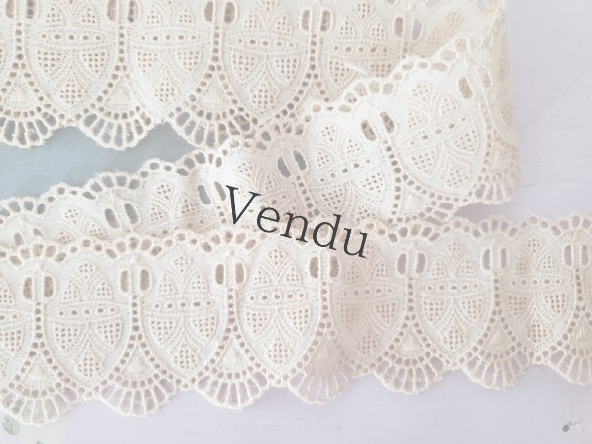 画像3: フランスヴィンテージ 刺繍スカラップレース 50cm〜 (3)