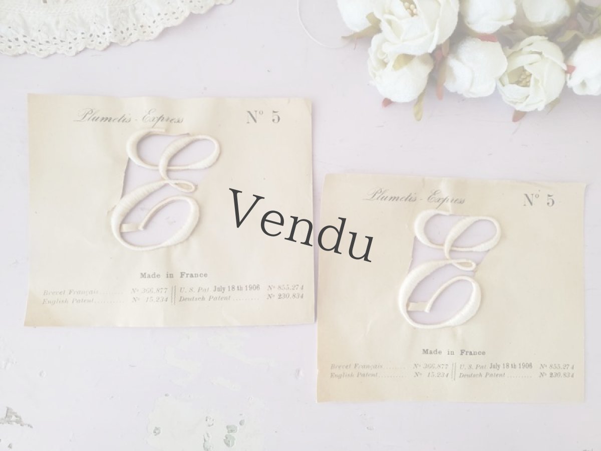 画像4: フランスアンティーク　Plumetis-Express 刺繍イニシャルシート "E" No.5 (4)