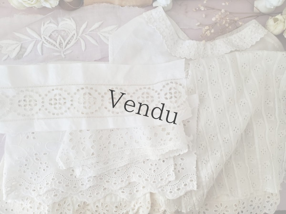 画像1: フランス蚤の市　刺繍はぎれパーツセット 7種 (1)