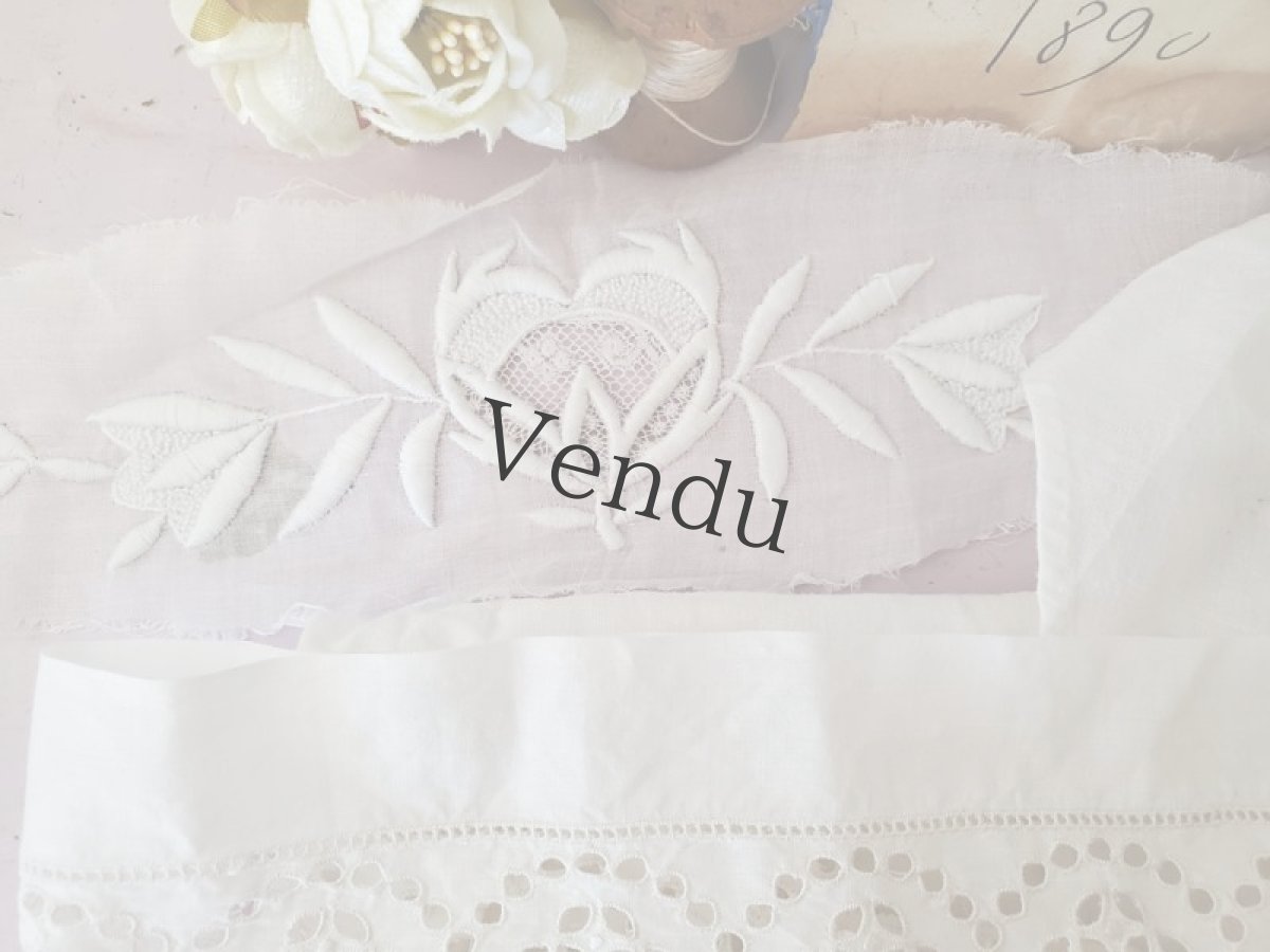 画像7: フランス蚤の市　刺繍はぎれパーツセット 7種 (7)