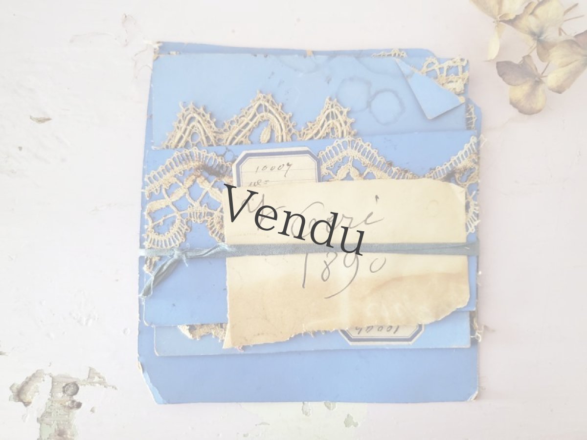 画像10: フランス 1890年 ラベル付きレースモチーフ 4点セット (10)