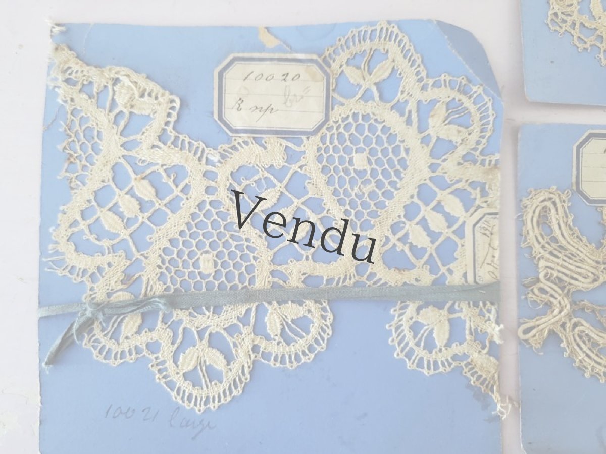 画像8: フランス 1890年 ラベル付きレースモチーフ 4点セット (8)