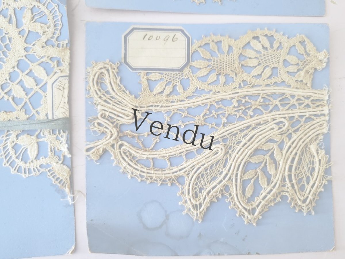 画像6: フランス 1890年 ラベル付きレースモチーフ 4点セット (6)
