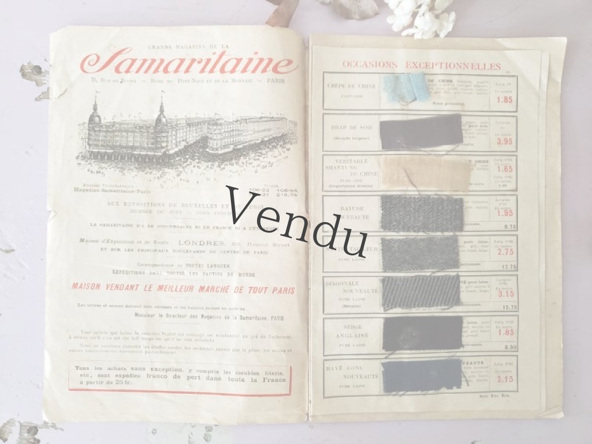 画像2: フランス 1913年 SAMARITAINE / NOUVEAUTÉS ÉTÉ 生地サンプル付きカタログ (2)
