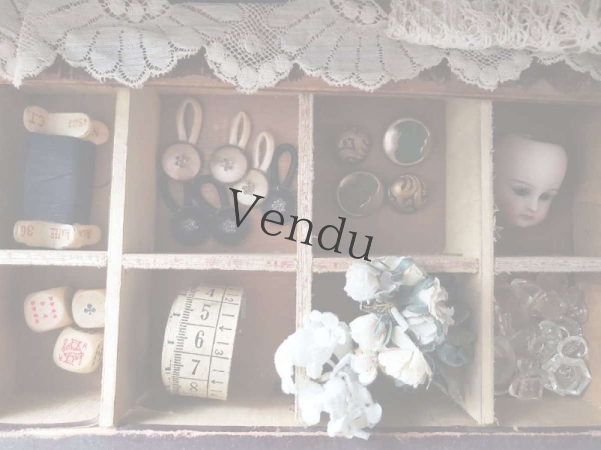 画像7: フランスアンティーク シルクとビーズの飾りボタン 黒 17mm (7)