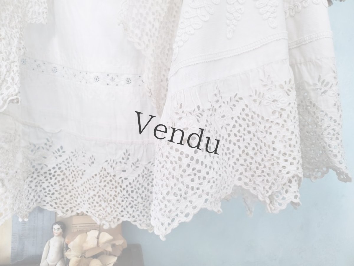 画像4: フランスヴィンテージ　子ども用ケープ Broderie Anglaise (4)