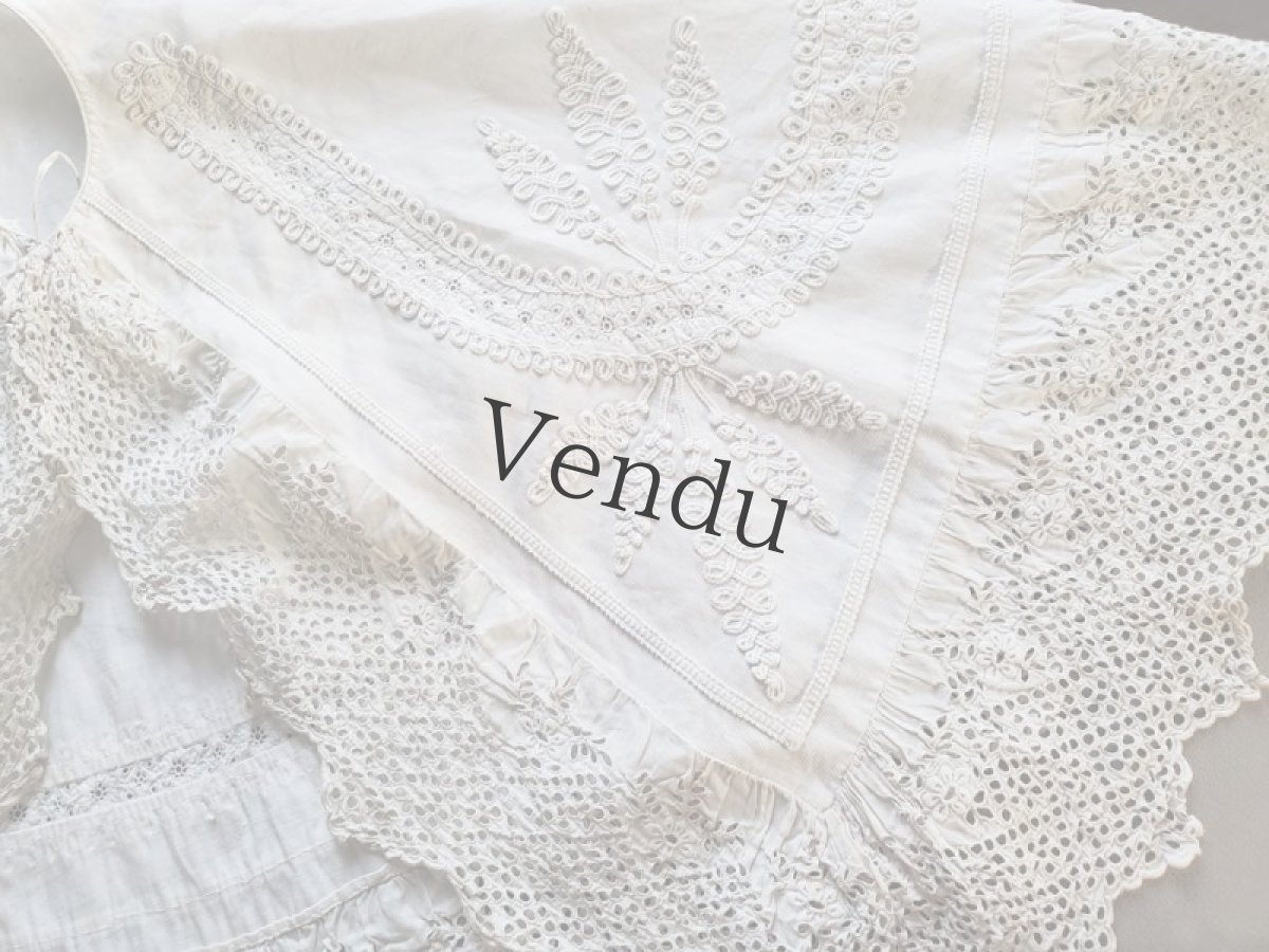 画像8: フランスヴィンテージ　子ども用ケープ Broderie Anglaise (8)