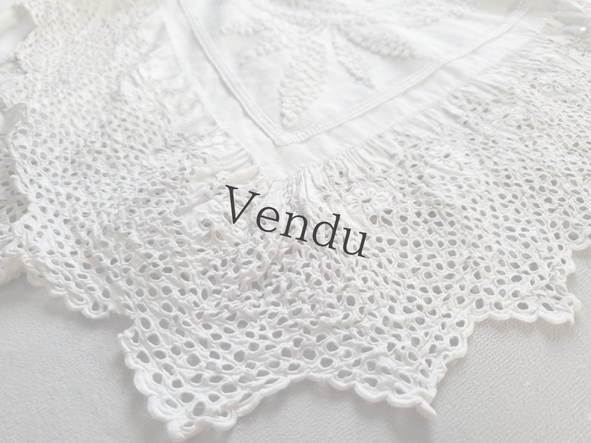 画像10: フランスヴィンテージ　子ども用ケープ Broderie Anglaise (10)