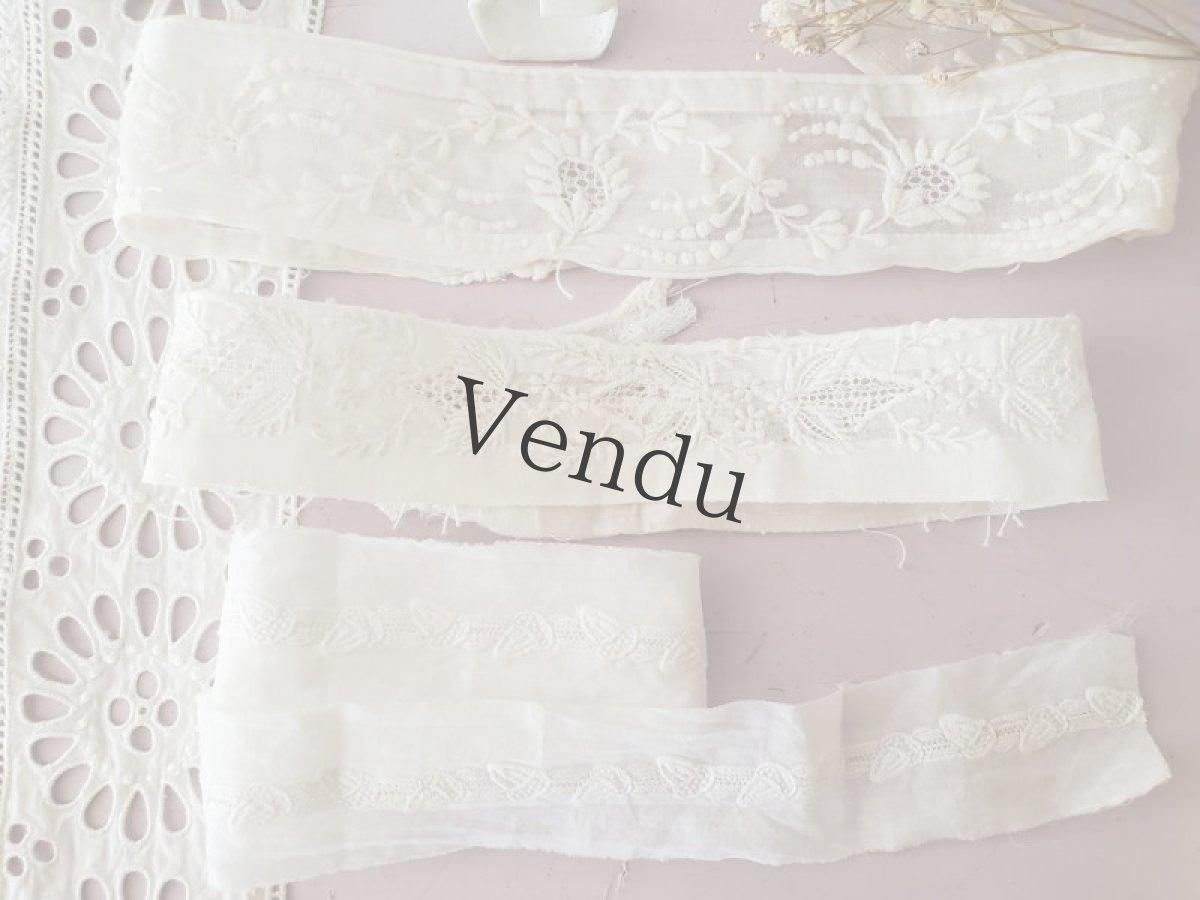 画像8: フランスアンティーク　白糸刺繍　飾りパーツB (8)
