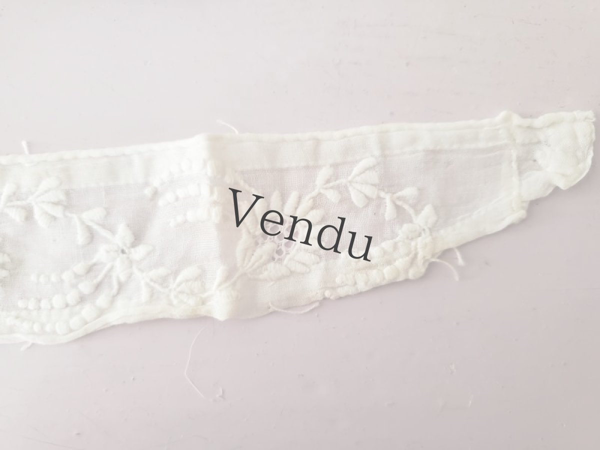 画像5: フランスアンティーク　白糸刺繍　飾りパーツA (5)