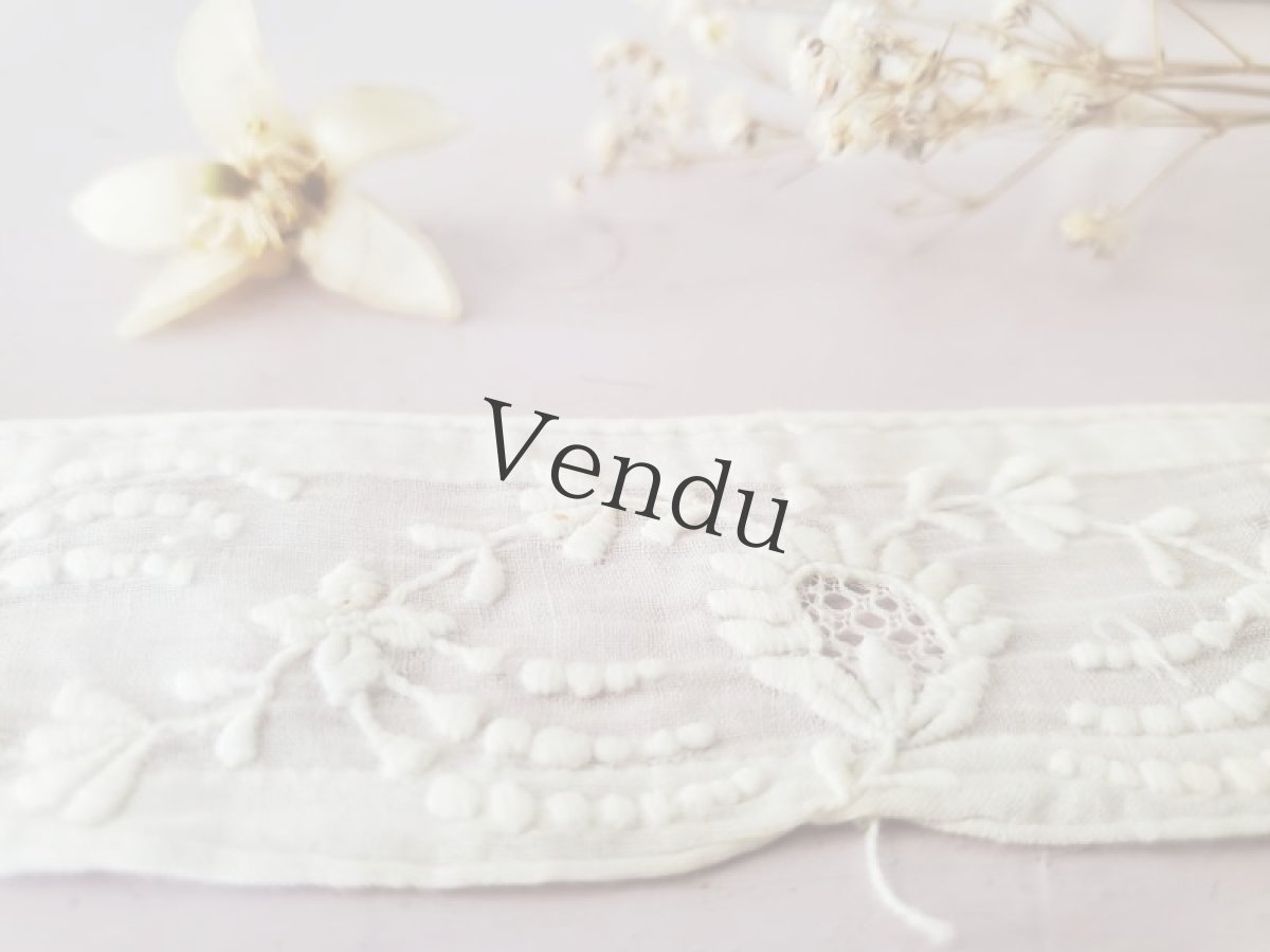 画像6: フランスアンティーク　白糸刺繍　飾りパーツA (6)