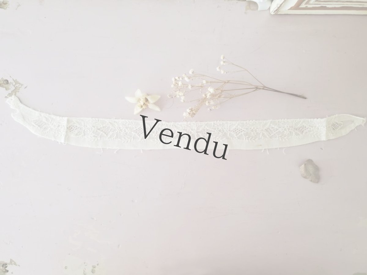 画像2: フランスアンティーク　白糸刺繍　飾りパーツB (2)
