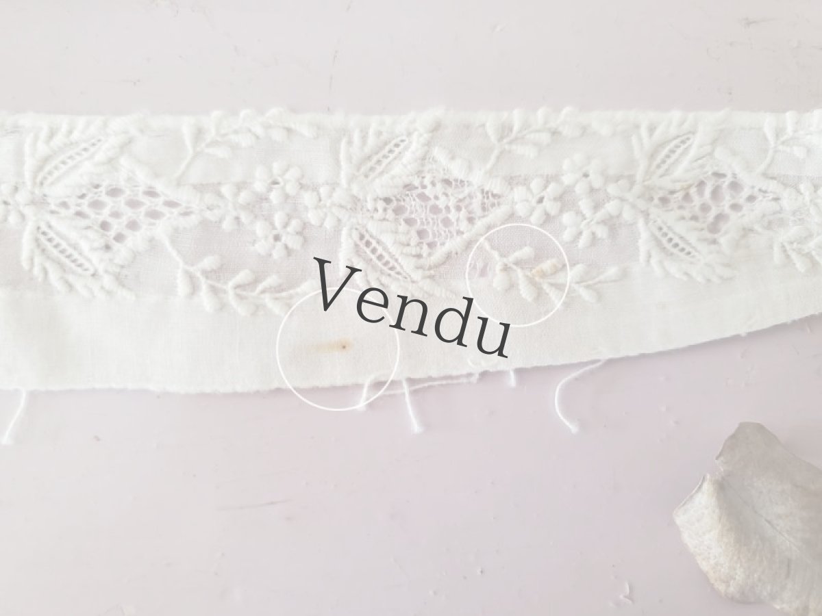 画像7: フランスアンティーク　白糸刺繍　飾りパーツB (7)