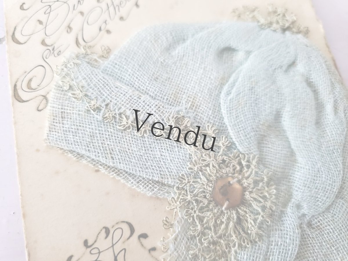 画像3: フランスアンティーク Ste-Catherine ボネ ポストカード 水色 (3)