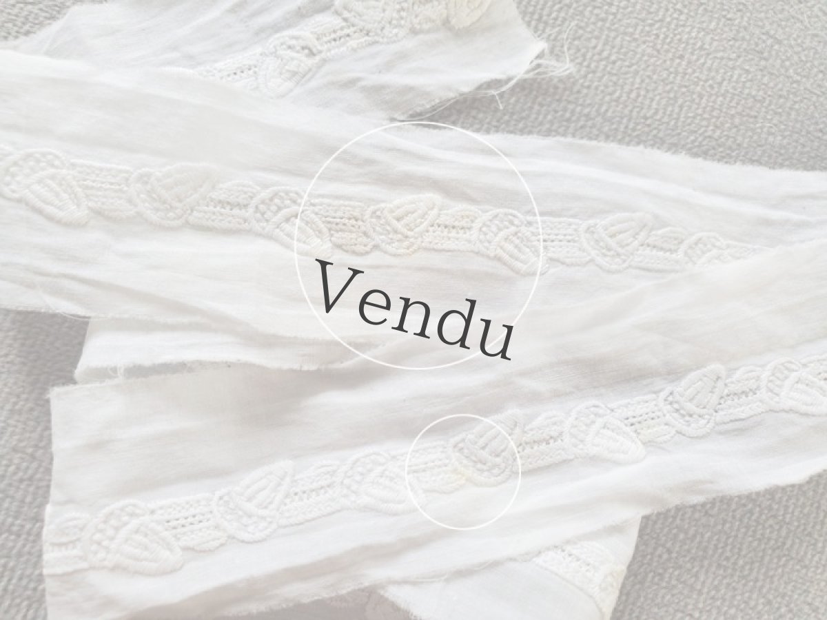 画像6: フランスヴィンテージ　白糸刺繍レースブレード どんぐり 86cm (6)