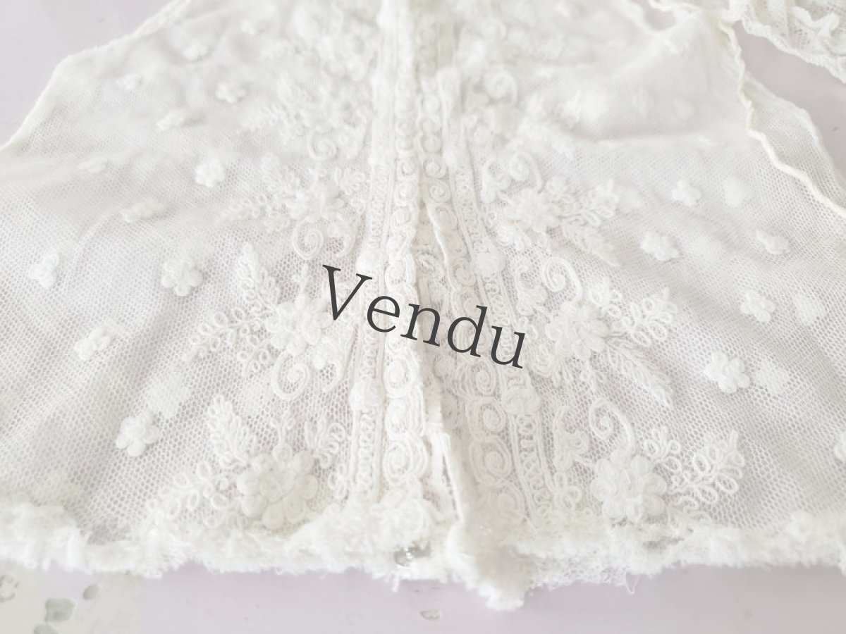 画像6: フランスヴィンテージ　べべのボネとジレSET (6)