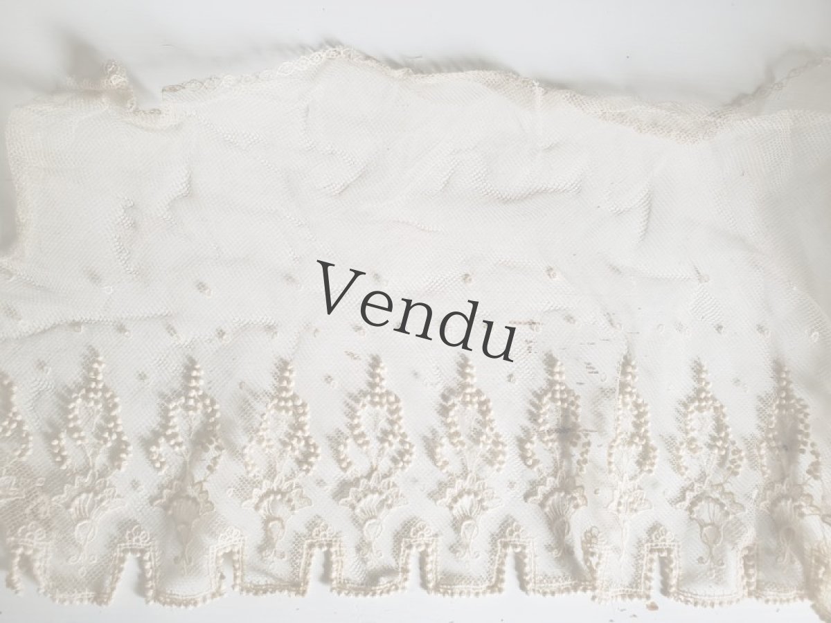 画像7: フランスアンティーク　チュール粒々刺繍 幅広レース 245cm (7)