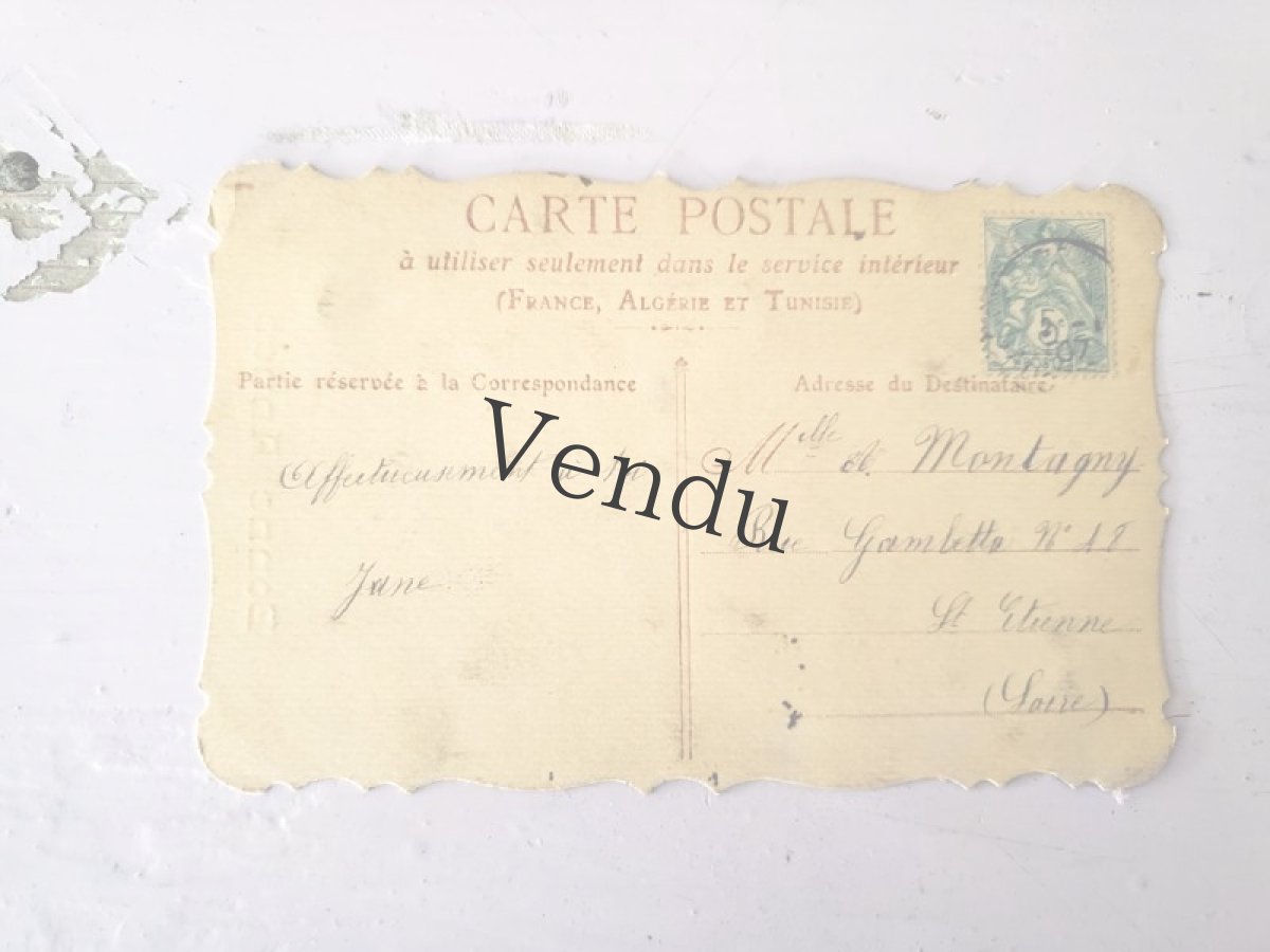 画像5: フランス 1900-1940年 Bonne Année 切手つきポストカード ツバメ (5)