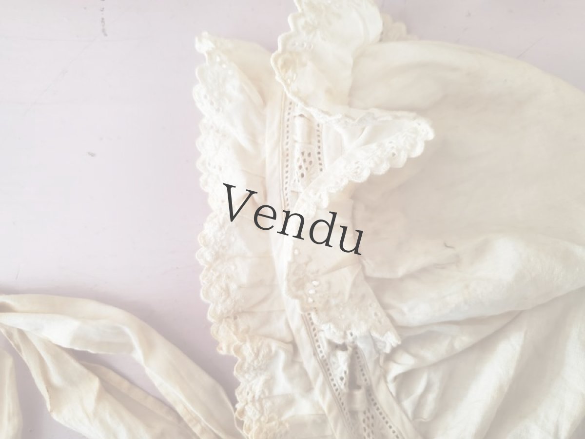 画像2: フランスアンティーク　少女のコットンボネ (2)