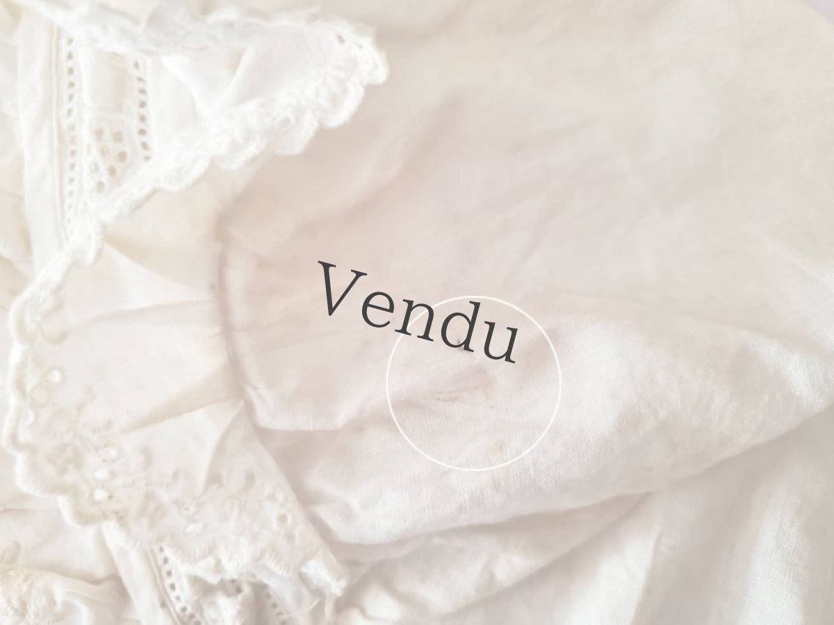 画像10: フランスアンティーク　少女のコットンボネ (10)