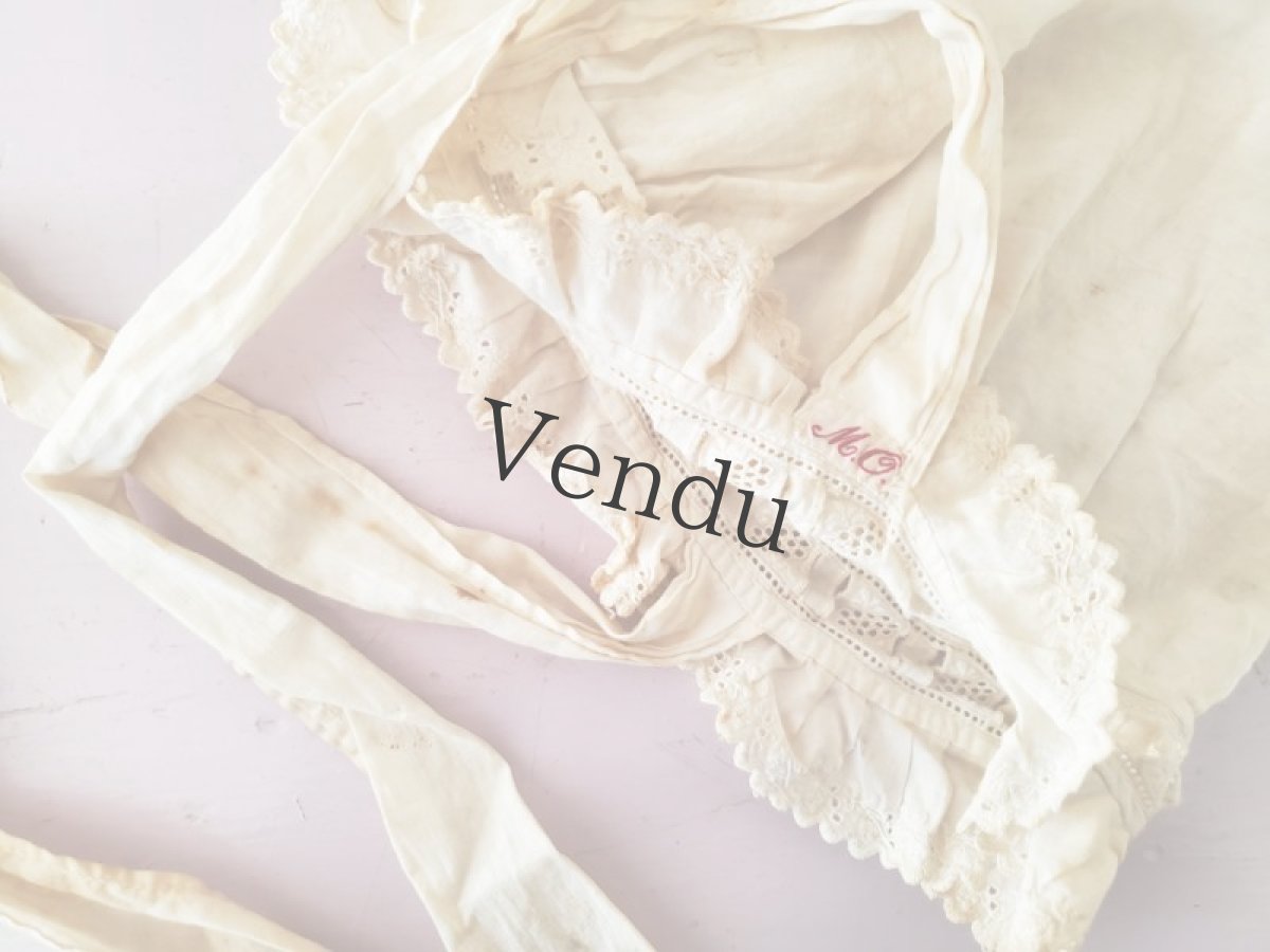 画像3: フランスアンティーク　少女のコットンボネ (3)