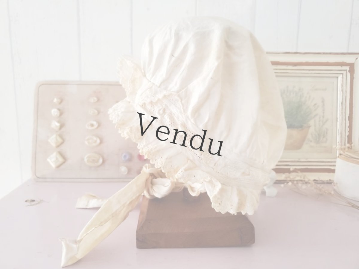 画像6: フランスアンティーク　少女のコットンボネ (6)