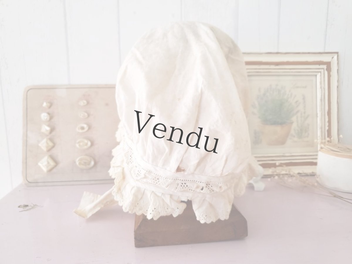 画像7: フランスアンティーク　少女のコットンボネ (7)