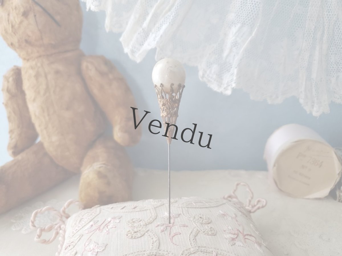 画像6: フランスアンティーク　メタル装飾パールのハットピン 12.5cm (6)