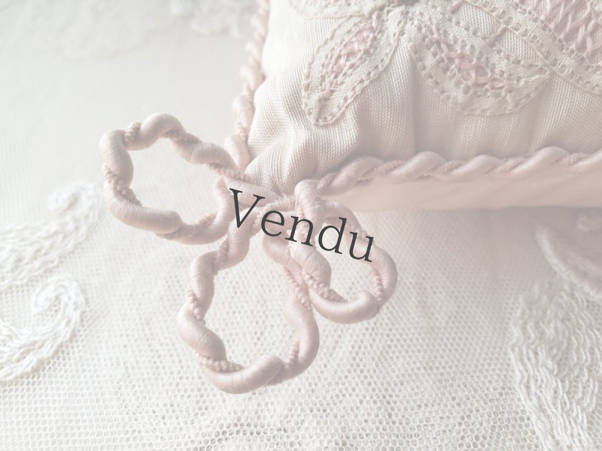画像5: フランスアンティーク　ハットピン用 コード刺繍のピンクッション Rose (5)