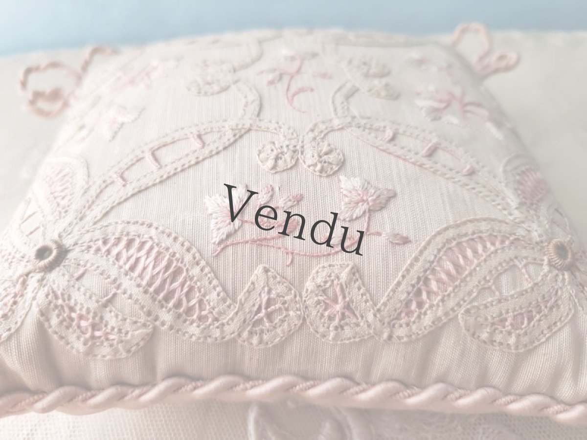 画像3: フランスアンティーク　ハットピン用 コード刺繍のピンクッション Rose (3)