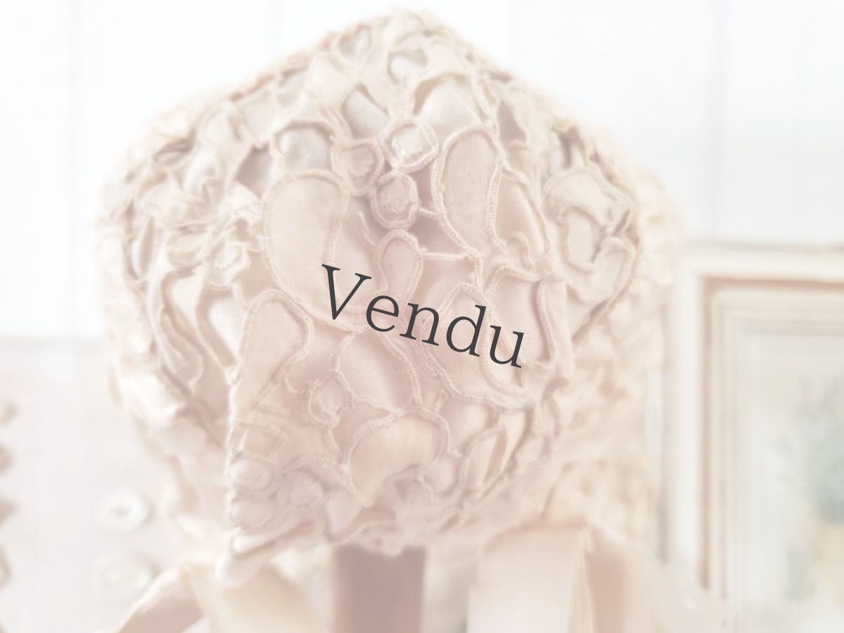 画像6: フランスアンティーク　ヤドリギのリシュリュー刺繍 小さなボネ　 (6)