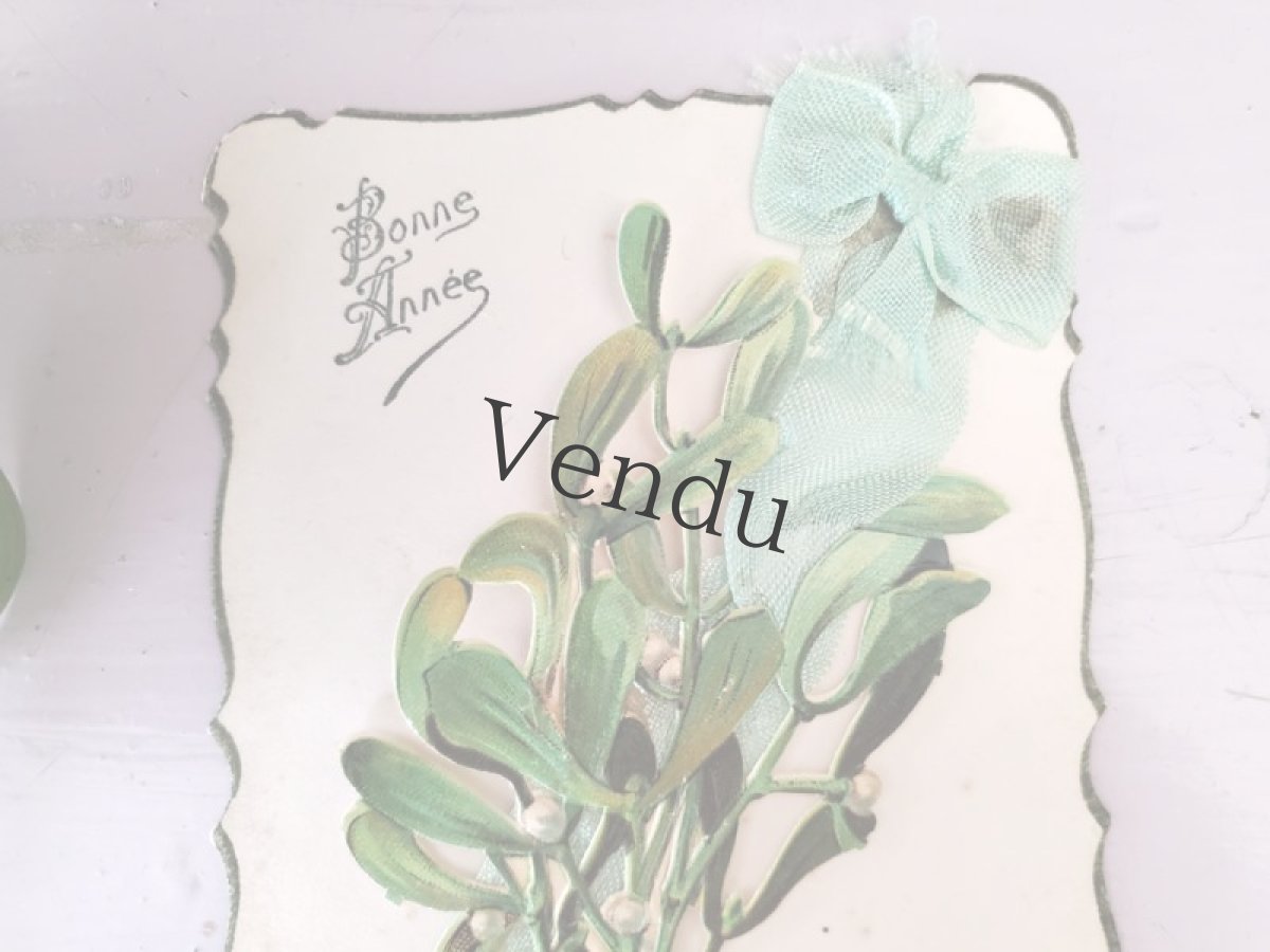 画像3: フランス 1935年 Bonne Année ポストカード ヤドリギ (3)