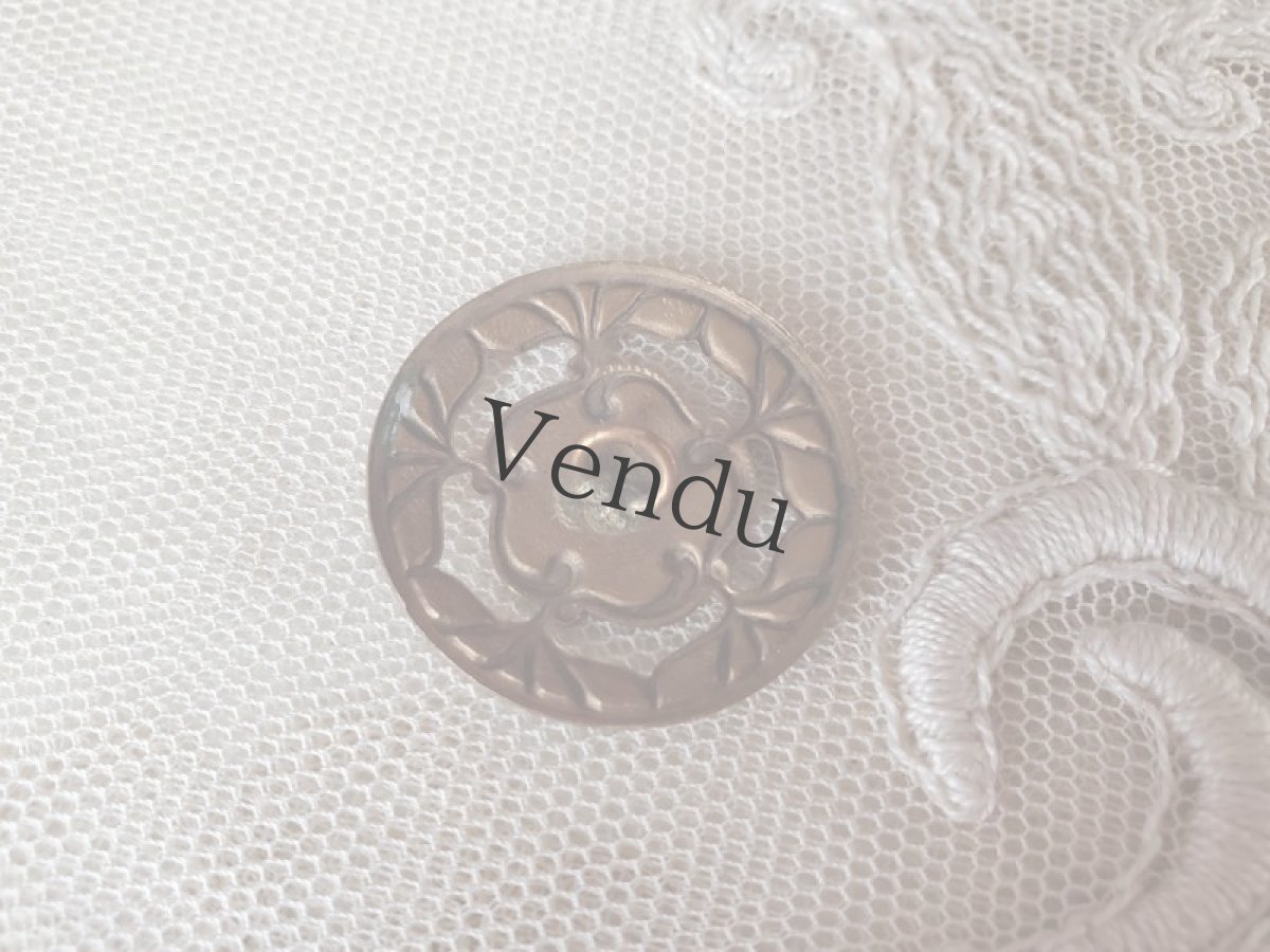 画像3: フランス1900年前後　エマイユボタン 深緑ローズ 27mm (3)